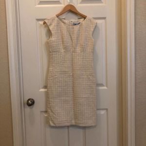 NWT Antonio Melani Shift Dress A Line Empire Waist Sheath Knee Cream Gold 4